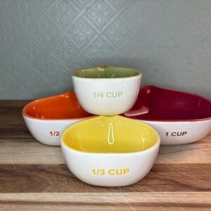 West Elm Ceramic Nesting Measuring Cups with Pour Spout, Colorful set of 4